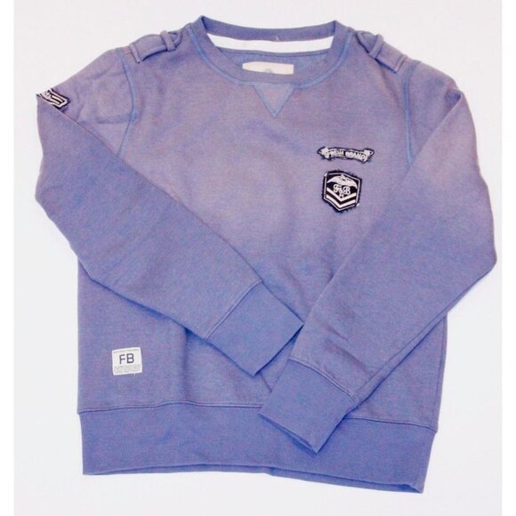 THE FRESH BRAND Vintage LABEL Indigo BLUE FLEECE Sweatshirt PATCH ( M )